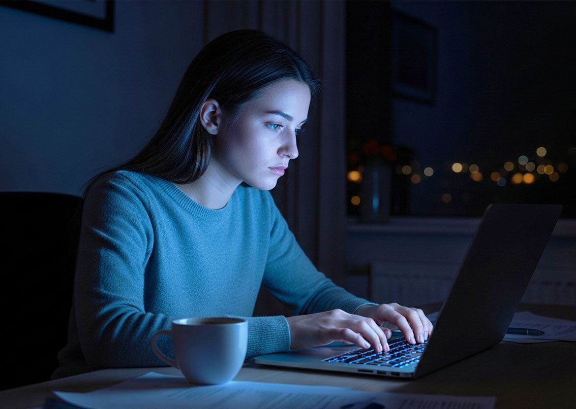 Синий свет монитора